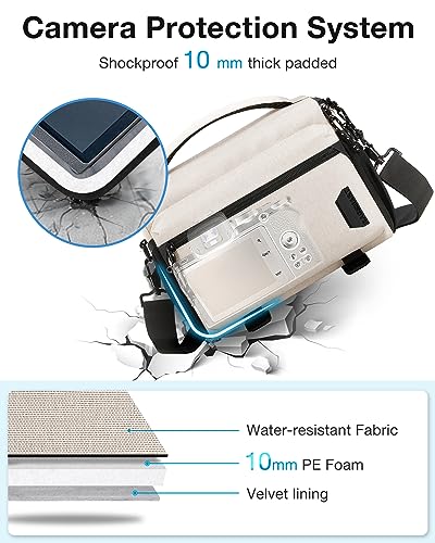 BAGSMART Camera Sling Bag with Tripod Holder & Rain Cover, Ivory White - color: 03-Ivory White