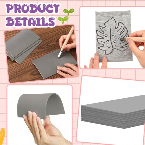 MotiMind 12 Pcs 6 x 8 Inch Linoleum Block Rubber Stamp Carving Blocks