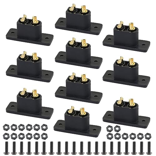 Amass 10PCS Black XT90E-M Battery Plug Gold-Plated Male Connector with Screws DIY Connecting Parts for RC Aircraft Drone Accessories
