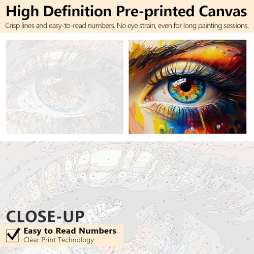 TUMOVO Colorful Eye Paint by Numbers Gift for Adults Beginners - color: Eyes
