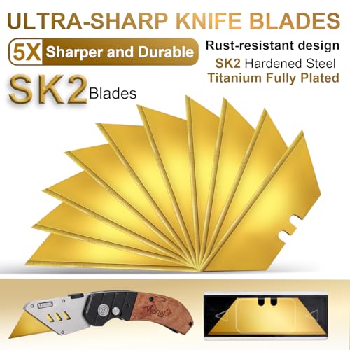 Vickay 30 Pack Box Cutter Blades, SK2 Utility Knife Blades, Razor Blades - color: Gold, size: 30 Pack