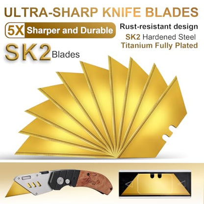 Vickay 30 Pack Box Cutter Blades, SK2 Utility Knife Blades, Razor Blades - color: Gold, size: 30 Pack