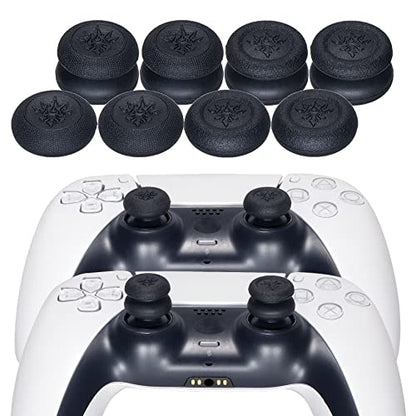 YoRHa Grip Texture Silicone Skin for PS5 Controller x 2(Grey Camouflage) with Pro Thumb Grips x 8