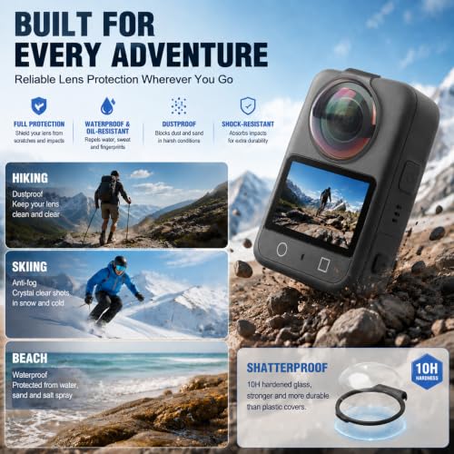 Premium Lens Cover for DJI Osmo 360, 10H Tempered Glass Lens Cap