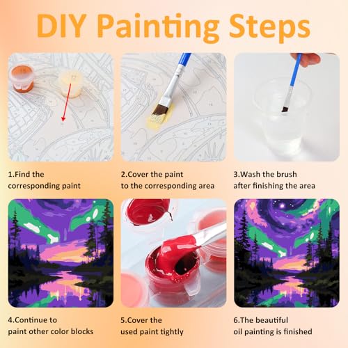 Mandun Aurora Paint by Numbers Kit for Adults, 3 Pack, 7.8x11.8 inch - color: 3 Pack Aurora