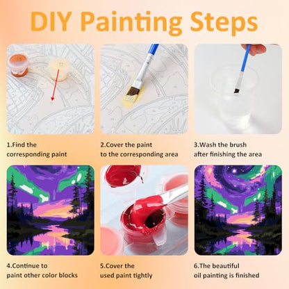 Mandun Aurora Paint by Numbers Kit for Adults, 3 Pack, 7.8x11.8 inch - color: 3 Pack Aurora