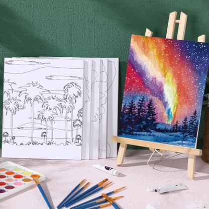 AmazingSpark 16 Pcs Pre Drawn Canvas to Paint for Adults Sunset Landscape - style: Sunset Landscape