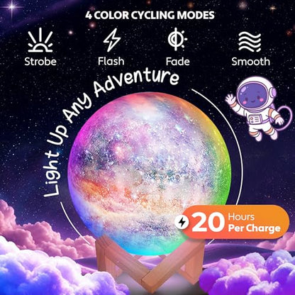 Mind-Glowing Galaxy Moon Lamp, 16 Colors, Touch/Remote Control (7.1 inch) - color: Galaxy, size: 7.1 Inch