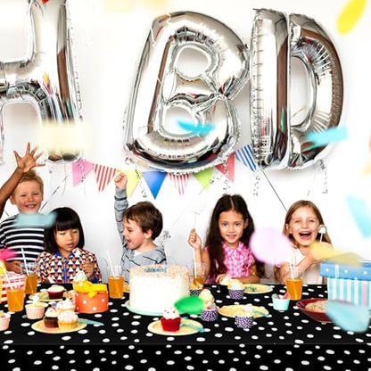 Mindsoft 3 Pcs Black White Polka Dot Plastic Tablecloth Party - color: White, style: White Polka Dot