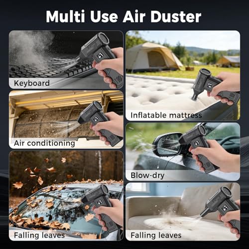 Foretoo Compressed Air Duster,130000RPM Super Power LED Display Electric Air Duster with Extended Runtime,Rechargeable Air Blower for Home,Camera,Car,Computer,Keyboard