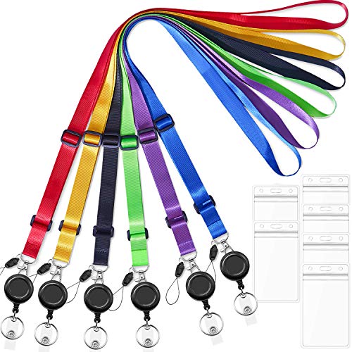 Lanyards Adjustable Extend Length with Badge Holder and Retractable Reel - color: 6 Pack-lanyard With Badge Holder and Badge Reel