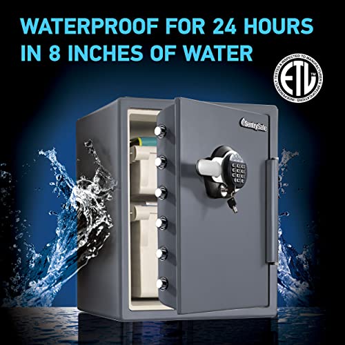 SentrySafe Fireproof and Waterproof Gray Steel Home Safe with Digital Keypad Lock, Floor Safe with Interior Lighting Secures Money, Documents, 2.05 Cubic Feet, SFW205GQC - size: 2.05 cubic feet, style: 1-Hr. Fireproof, Keypad