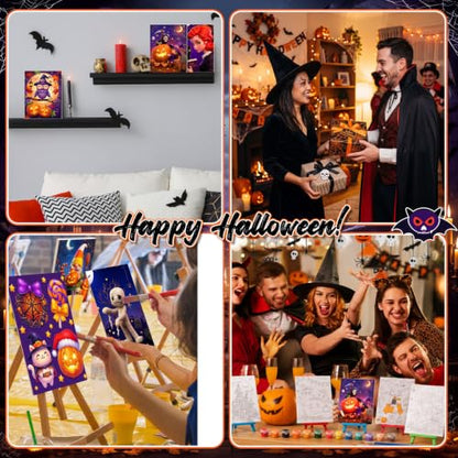 Blosssound 24 Set Halloween Pre Drawn Canvas 5x7'' with Easel - style: Cute Halloween