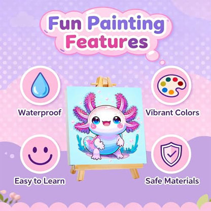 Gemozaic Axolotl Paint by Numbers Kit for Kids with Frame & Easel, 8x8 in - color: BKH2333