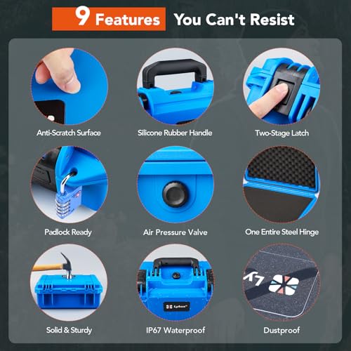Lykus HC-3010 Waterproof Hard Case with Foam, Inner Size 10.75*6.65*3.94in - color: Blue, size: HC-3010