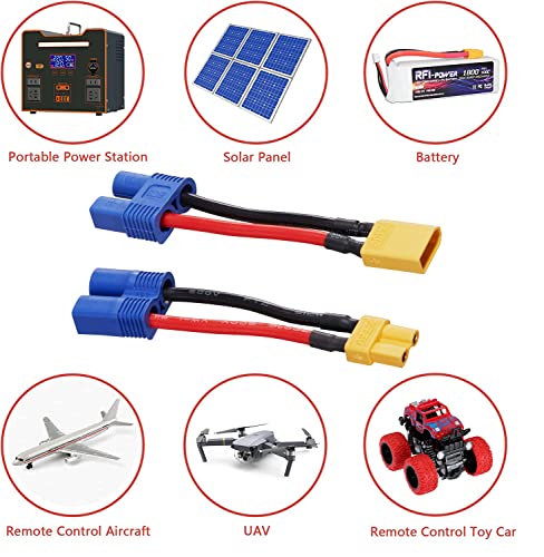 EC3 Male to XT30 Female Connector Adapter,XT30-EC3 Extension Cable - size: XT30 Female-EC3 Male