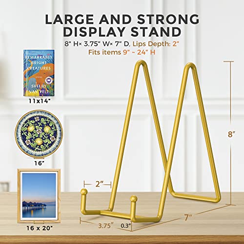 TR-LIFE 4 Pack 8 Inch Gold Plate Stands for Display - Picture Frame Stand - color: Gold - 8 Inch