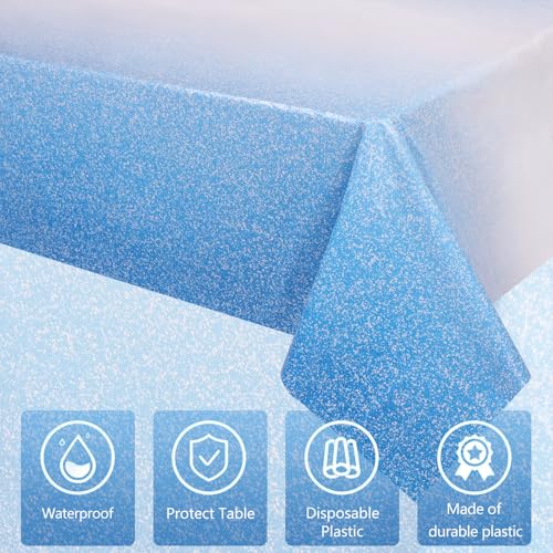 Kesfey Blue Tablecloth Birthday Light Blue Glitter Table Cloth 3 Packs - color: Ombre Bule