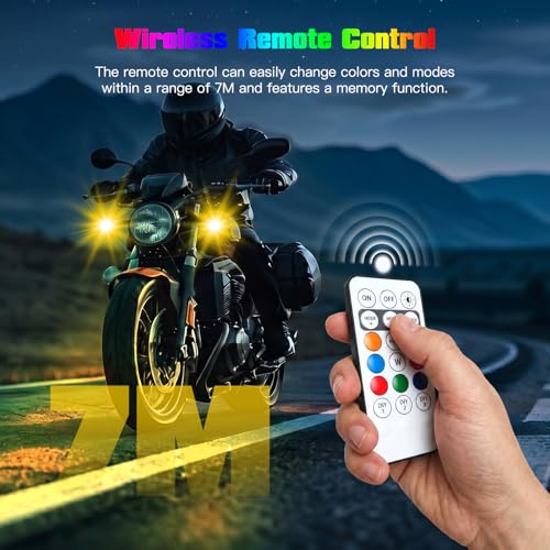 4PCS Wireless LED Strobe Lights with Remote Control, USB Rechargeable 8-Color High Brightness Waterproof Anti-Collision Warning Lights for Car, Motorcycle, Drone, Truck, Bike
