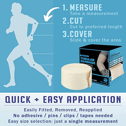 EVERLIT Elasticated Tubular Support Bandage | Stockinette Tubing for Large Arm, Knees, Legs | Light to Moderate Compression Bandage Roll For Tissue Support (Size J | 6.9" x 11 yd) - size: Size J | 6.9" x 11 yd