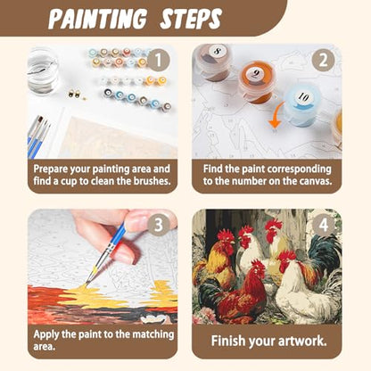 XTCIXAL Paint by Numbers Kit for Adults, Chicken, 16X20 Inch - color: 02-Chicken