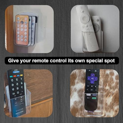 2Pcs Wall Remote Control Holder, Clear Remote Wall Mount for AC TV, Adhesive Remote Control Holder for Office Storage - color: Clear