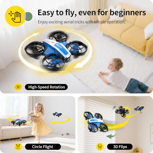 Holy Stone Mini FPV Drone with 1080P HD Camera for Kids & Beginners, RC Nano Quadcopter with Optical Flow Hover, Gesture Control, 3D Flips, 3 Batteries, Great Gift Toy for Boys and Girls, HS210P Blue - color: Blue