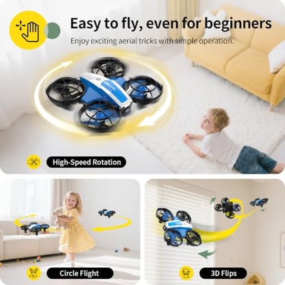 Holy Stone Mini FPV Drone with 1080P HD Camera for Kids & Beginners, RC Nano Quadcopter with Optical Flow Hover, Gesture Control, 3D Flips, 3 Batteries, Great Gift Toy for Boys and Girls, HS210P Blue - color: Blue