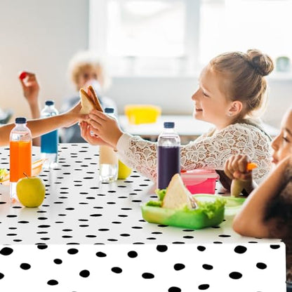 Mindsoft 3 Pcs White Black Polka Dot Plastic Tablecloth Party - color: White, style: Black Polka Dot
