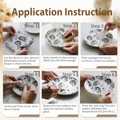 EVERJOYCRAFT 4pcs Underglaze Transfers for Pottery Animals Ceramic Decal - color: Forest Animals