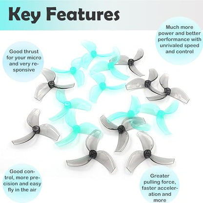 Gemfan 1611 40mm 3-Blade Propellers 1.5mm Shaft for FPV Drone(Gray+Blue) - color: Gray+blue