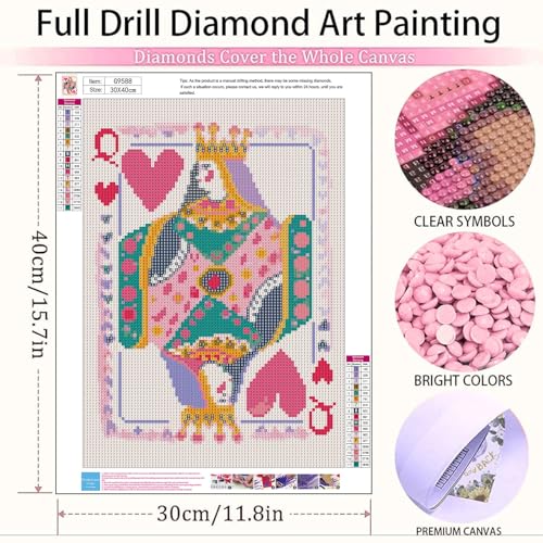 Queen of Hearts Diamond Painting Kits for Adults - Poker Diamond Art Kits - color: G9588