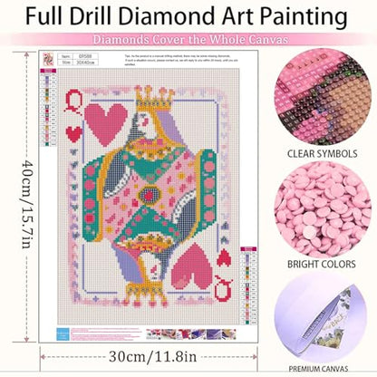 Queen of Hearts Diamond Painting Kits for Adults - Poker Diamond Art Kits - color: G9588