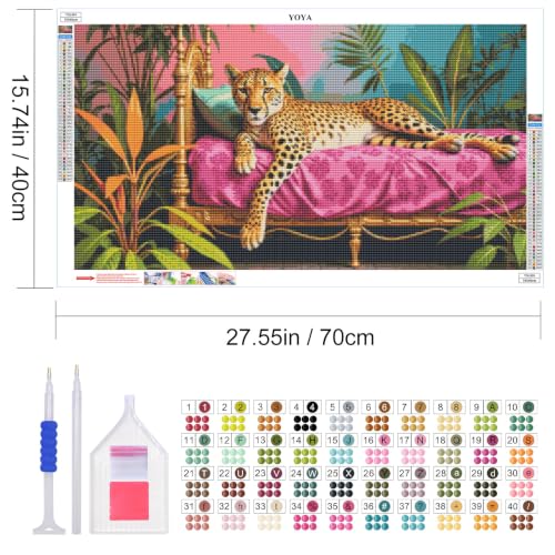 YOYA Large Diamond Art Kits for Adults, Leopard 5D Large Diamond Painting - color: Leopard 503
