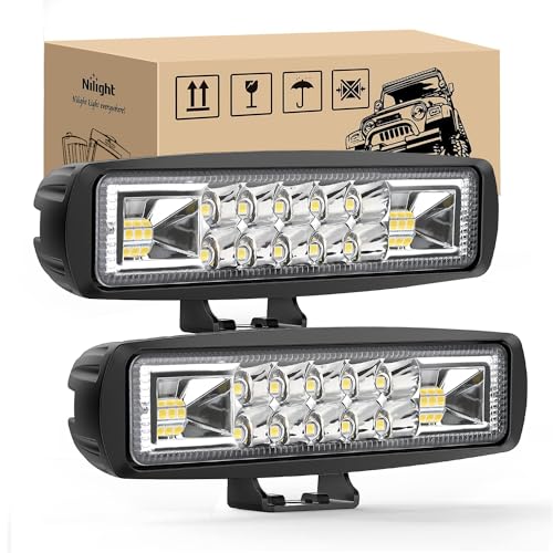 Nilight LED Pods 2PCS 6 Inch 60W Flood Spot Beam Combo Light Bar Driving Fog Off Road Lighting 12V 24V for Trucks UTV ATV Marine Boat Golf Cart Trailer - color: 60W Led Pods 2Pcs White