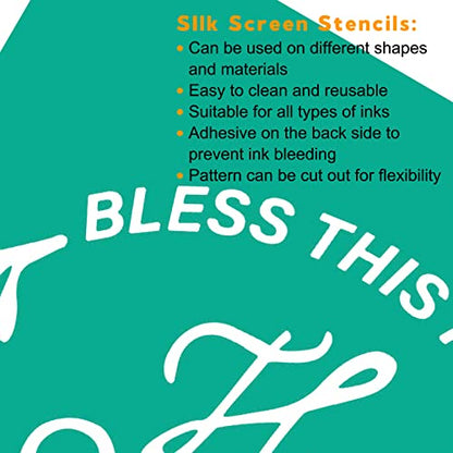 Silk Screen Stencils Transfers Reusable Self Adhesive Mesh Screen Stencil Kit for Chalkboard Fabric(Home Sweet Home) - color: sweet home