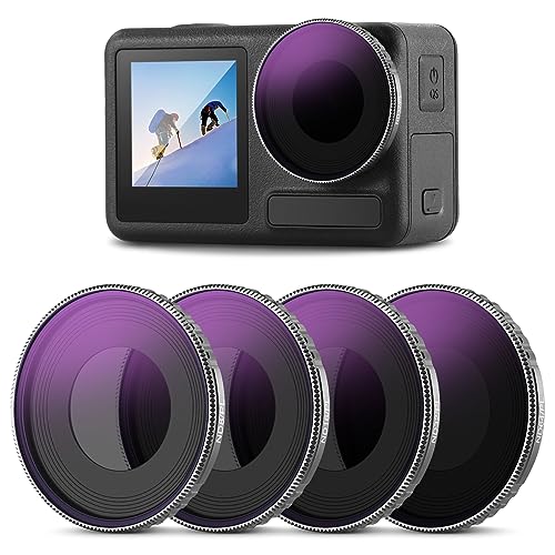 NEEWER ND/PL Filter Set Compatible with DJI Osmo Action 4/Action 5 Pro (4 Pack), Screw OnND8/PL+ND16/PL+ND32/PL+ND64/PL Filter Kit Action Camera Accessories Multicoated HD Optical Glass , FL-A14 - size: Action 4/5 Pro, style: 4 Pack ND/PL