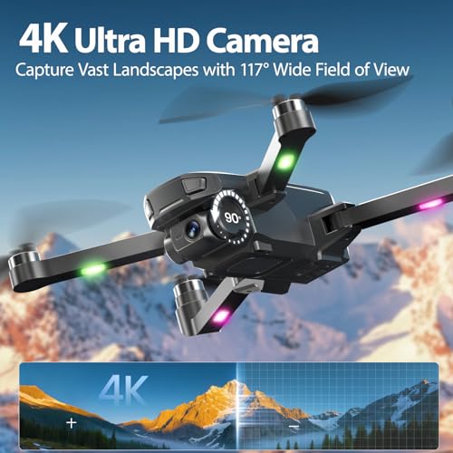 WeFone 4K Drone with 4.5" Screen Foldable GPS WF33 Under 249g Adults Black - style: screen drone