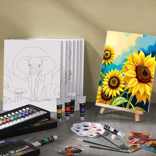 Cholemy 36 Pcs Paint and Sip Kit Gift for Adults 8''x10'',Plants Animals - style: Plants Animals