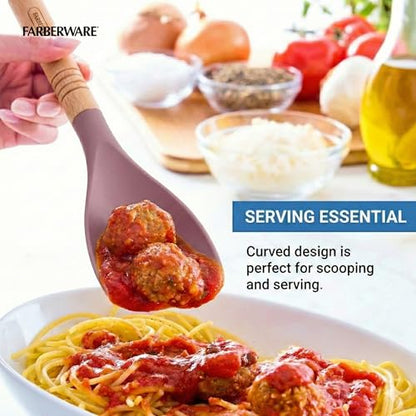 Farberware Pro Spoonula with Beechwood Handle and Built-In Hang Hole, Blush - Kitchen Scraping and Stirring Tool for Pots, Bowls, and Pans - color: Blush