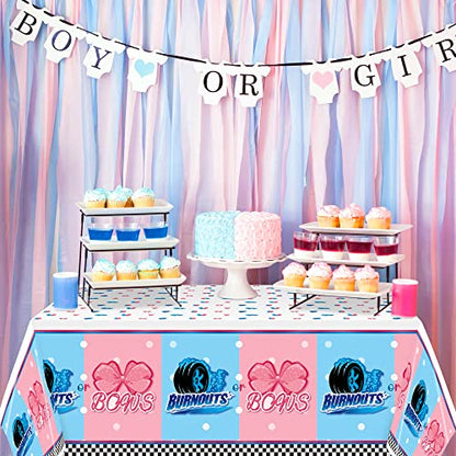 Burnouts or Bows Gender Reveal Party Tablecloths - color: Burnout Bow