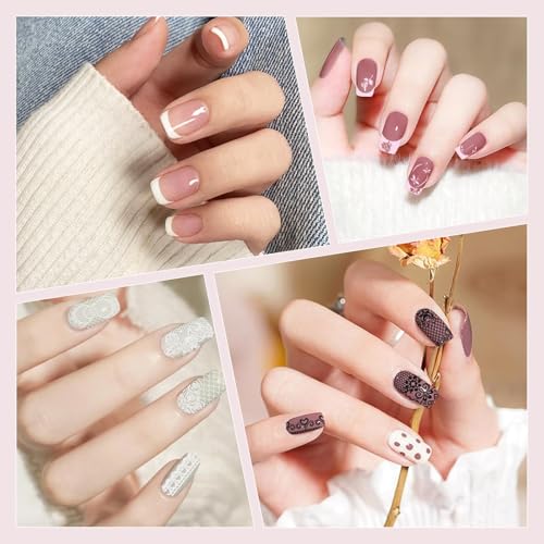 Biutee Nail Stamping Plate 2Pcs French Tip Lace Stamp Plates 110 Patterns - color: Rose Pink