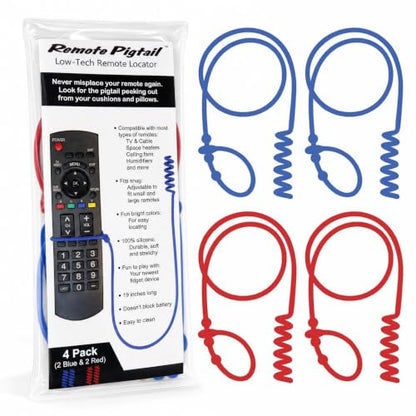 Remote Leash 4-Pack, Remote Control Tether, Adjustable 2 Blue & 2 Red - color: Blue/Red