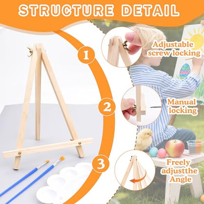 25 Pack 9" Wood Easels, Tabletop Tripod Stand for Painting Party & Crafts