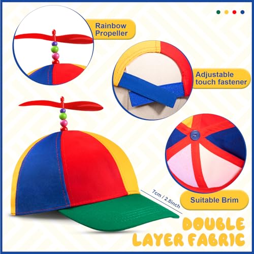 Sintege Propeller Hat Nerd Silly Twirly Cap Helicopter Cap with Spinner and Adjustable Bowtie for Costumes - color: Red
