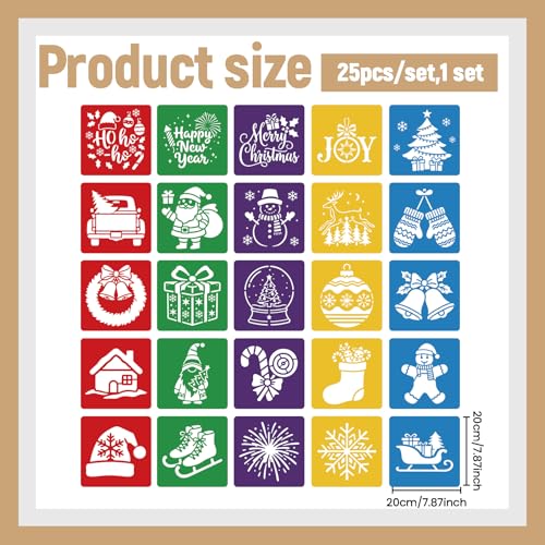 CUTHOLLOW 25 PCS Christmas Theme Painting Shape Stencils Sets - style: Christmas Theme