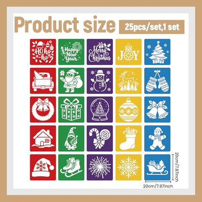 CUTHOLLOW 25 PCS Christmas Theme Painting Shape Stencils Sets - style: Christmas Theme