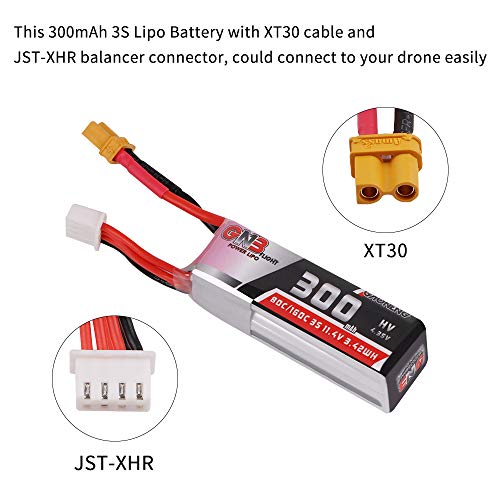 300mAh HV LiPo Battery 3S 80C/160C 11.4V XT30 Connector for Betafpv 75x