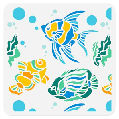 Coral Fish Stencil, Cute Animal Reusable Painting Template - style: Coral Fish