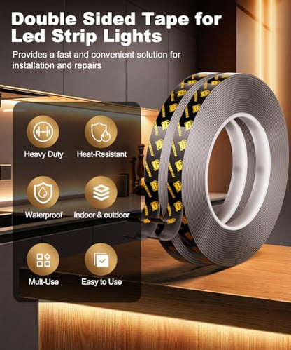 PHIXBEAR 2 Rolls Double Sided Tape Heat Resistant Heavy Duty, 0.25" x 20FT - size: 1/4" x 20FT (2 Rolls)